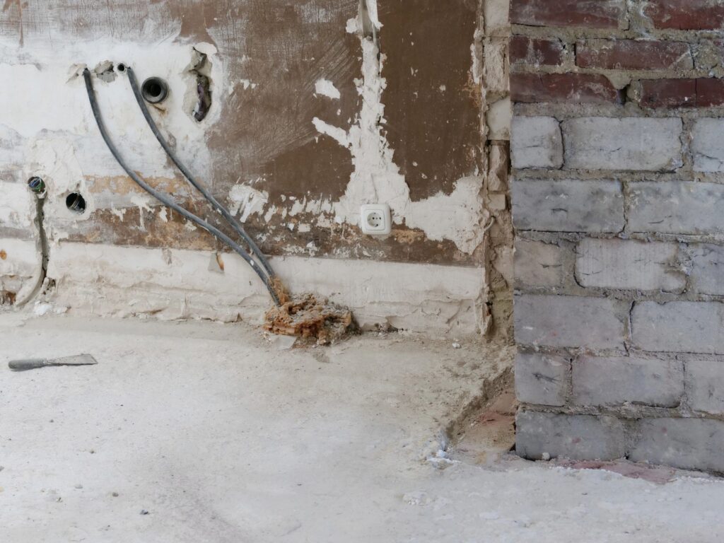 interior construction site showing a room during renovation.
